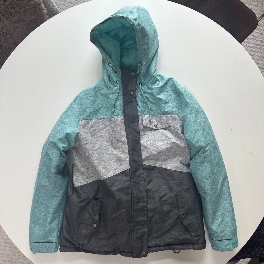 Aperture Technical Outwear Ski Snowboard Jacket Colorblock Blue Grey L